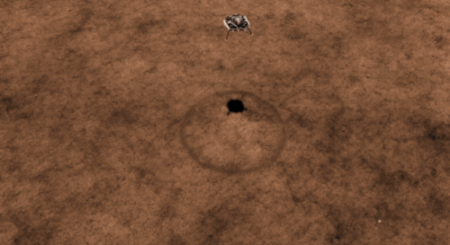 Animation of a Mars landing touchdown, the InSight lander in 2018