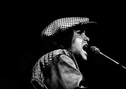 John performing live in Dublin with Ray Cooper in 1979