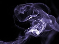 Suspended particulates indicate the movement of the surrounding gas.