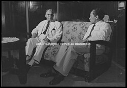 R. Rao, the Deputy Director General of ILO with Wilopo, the then-Indonesian labour minister, 15 March 1950