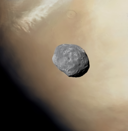 Phobos over Mars (ESA Mars Express)