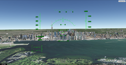 Downtown Toronto as seen from an F-16 Fighting Falcon during a simulated flight