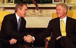 President Bill Clinton with President-elect George W. Bush after the latter's election victory in December 2000