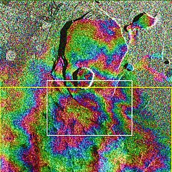Corresponding interferogram of Kīlauea, showing topographic fringes (NASA/JPL-Caltech)