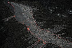 Channel of lava erupted during a fissure eruption of Kīlauea volcano, Hawaii, 2007