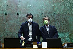 The President and Vice President of the Chamber of Deputies of Chile using protective masks.