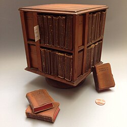 The Ellen Terry Shakespeare Glasgow: David Bryce and Son; New York; Frederick A. Stokes Co. [1904]. Remains the smallest edition of the complete works of Shakespeare. Albert and Shirley Small Special Collections Library. Photograph by Molly Schwartzburg.