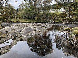 Geological dike eroded by the River Garry at Dalnacardoch described by Hutton and drawn by Clerk. Location: 56°52′50″N 4°05′41″W﻿ / ﻿56.880493°N 4.09473°W﻿ / 56.880493; -4.09473﻿ (Dalnacardoch dikes)