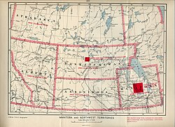 A 1900 map showing the boundaries of the District of Assiniboia in what was then the Northwest Territories