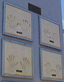 Tito Puente's handprints at Ritmo Latino's San Fernando Mall.[15]