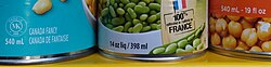 Imperial and metric measurements on Canadian canned goods labels. The imperial measurements often take precedence over the metric ones on labels.