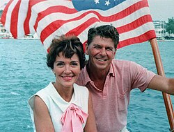 Nancy and Ronald Reagan aboard a boat, 1964