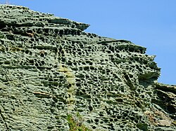 Greenschist (prasinite) at Cap Corse in Corsica, France