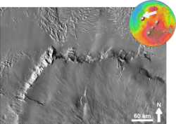 Olympus Rupes, the northern part of Olympus Mons