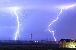 In a typical lightning strike, 500 megajoules of electric potential energy is converted into the same amount of energy in other forms, mostly light energy, sound energy, and thermal energy.