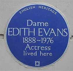 Blue plaque at Evans's home