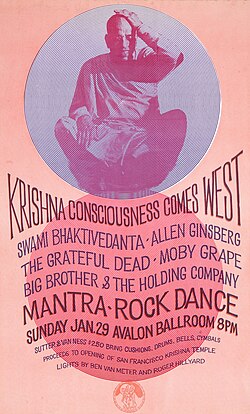 The Mantra-Rock Dance promotional poster, published in 1967, featuring Grateful Dead