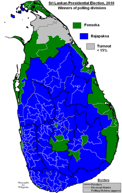 Sri Lankan Presidential Election 2010 – Winners of Districts