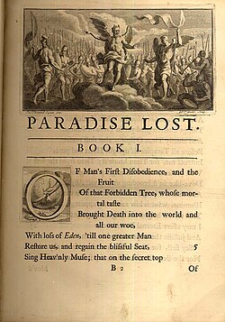The beginning of Paradise Lost from a 1720 illustrated edition. Not a first edition but desirable among antiquarians.