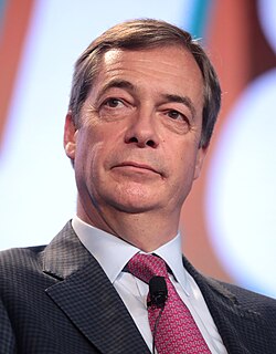 Nigel Farage, former Leader of UKIP and current leader of Reform UK and former co-leader of the Europe of Freedom and Direct Democracy group in the European Parliament. Farage is one of the most prominent Eurosceptic figures in the UK.