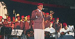 A Malay choir performs at a competition in the Good Hope Centre, Cape Town (2001).