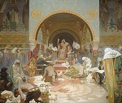 a painting depicting Bulgarian Emperor Simeon I