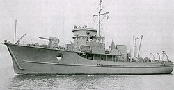 The U.S. Navy auxiliary motor minesweeper USS YMS-143 when new in February 1943. Transferred at Cold Bay, on 17 May 1945, she became T-522 and took part in the Soviet conquest of the Japanese province of Karafuto on southern Sakhalin Island between 11 and 25 August 1945. T-522 served in the Soviet Navy until stricken in July 1956, and dismantled for spare parts.[13]