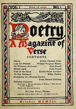 The cover of the first issue of Poetry magazine, published in 1912.