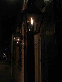 19th-century style gas lights in New Orleans