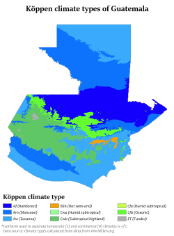 Köppen climate types of Guatemala