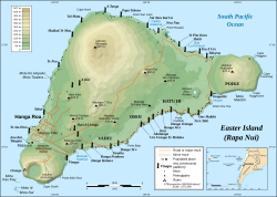 Map of Easter Island using moai to show locations of various ahu