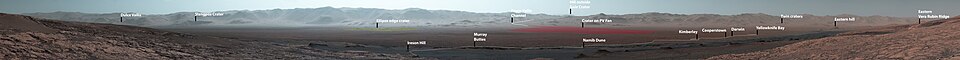 Curiosity's view of the interior of Gale from the slopes (at 327 m (1,073 ft) elevation) of Mount Sharp (video (1:53)) (October 25, 2017)