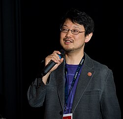 Matsumoto giving the keynote speech at EuRuKo 2011