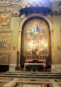 A notable image of the Immaculate Conception venerated within Saint Peter's Basilica. It was crowned by Pope Pius IX (1854) and Pius X (1904).