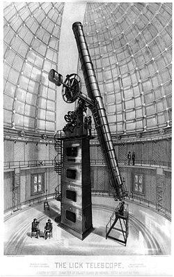 The Great Lick 91-centimeter (36-inch) refractor, in an 1889 engraving