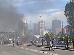 Demonstration and barricades in downtown Concepción on 21 October