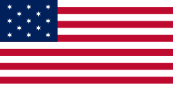 Francis Hopkinson's flag for the U.S., an interpretation, with 13 six-pointed stars arranged in five rows[37]