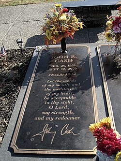 Cash's grave at Hendersonville Memory Gardens in Hendersonville, Tennessee