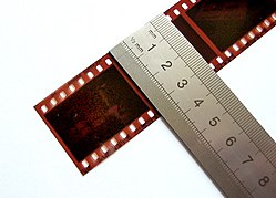 135 film. The film is 35 mm (1.4 in) wide. Each image is 24×36 mm in the most common "small film" format (sometimes called "double-frame" for its relationship to the "single-frame" 35 mm movie format or full frame after the introduction of 135 sized digital sensors; confusingly, "full frame" was also used to describe the full gate of the movie format half the size).