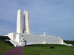 Canadian National Vimy Memorial, is a war memorial on the site of the Battle of Vimy Ridge. Canadian media has occasionally referred to the battle as marking "the birth of a nation".