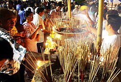 People thronged to the Maha Vihara Buddhist Temple during the Wesak Day celebration in Kuala Lumpur, Malaysia.