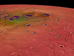 False-color map showing the maximum temperatures of the north polar region