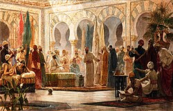 Abd al-Rahman III receiving John of Gorze, ambassador of Otto I, at the Medina Azahara, by Dionisio Baixeras Verdaguer, 1885