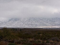 Snow in the Franklin Mountains in west El Paso