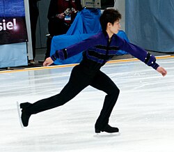 Takahiko Kozuka figure skating – an act which is only possible due to ice's low frictional properties