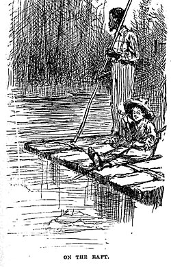 Jim and Huck on their raft, by E. W. Kemble
