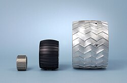 Wheel size comparison: Sojourner, Mars Exploration Rover, Mars Science Laboratory