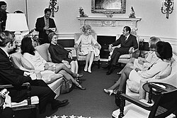 Nixon with Vicki Keller, Spain, Barbara Franklin, Sallyanne Payton, and Valerija Raulinaitis