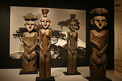 Mapuche funerary statues on display at a museum in Beijing