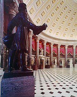 The National Statuary Hall with a statue of Jason Lee in the foreground